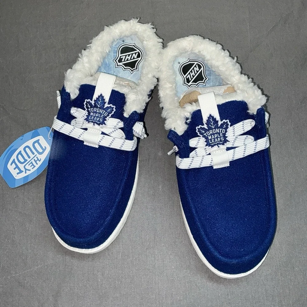 Hey Dude Toronto Maple Leafs Slipper Loafer Men's 12 Electric Blue New